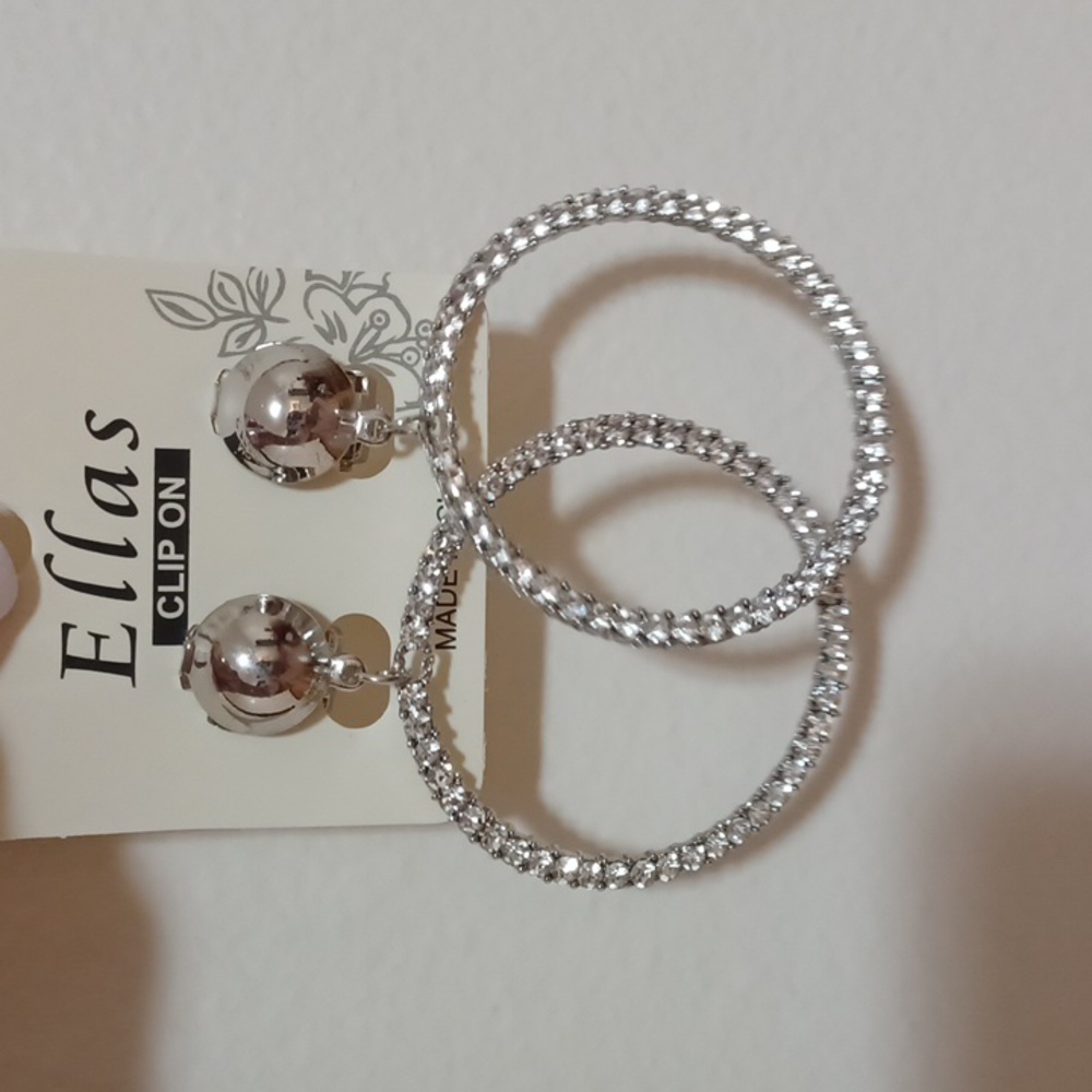 Ellas Sparkling Silver Clip-On Earrings